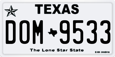 TX license plate DOM9533