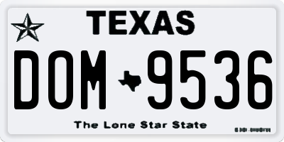 TX license plate DOM9536