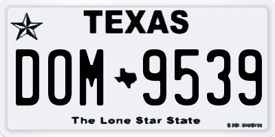 TX license plate DOM9539