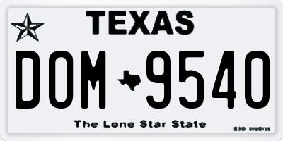 TX license plate DOM9540