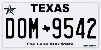 TX license plate DOM9542