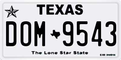TX license plate DOM9543
