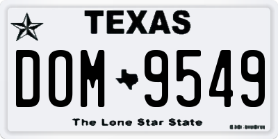 TX license plate DOM9549