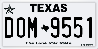 TX license plate DOM9551
