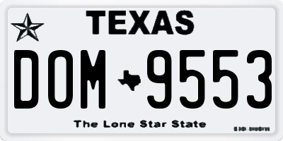 TX license plate DOM9553