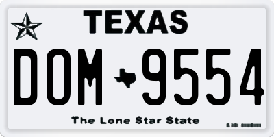 TX license plate DOM9554
