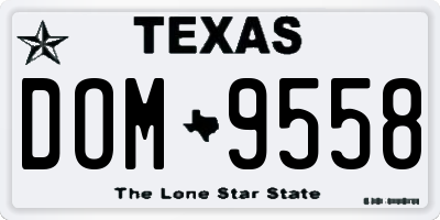 TX license plate DOM9558
