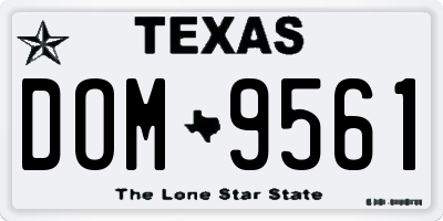 TX license plate DOM9561
