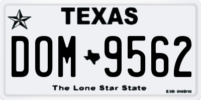 TX license plate DOM9562