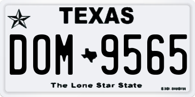 TX license plate DOM9565