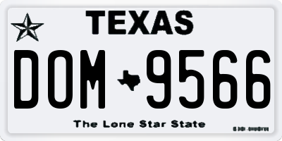 TX license plate DOM9566