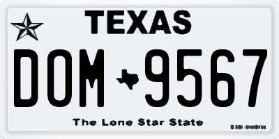 TX license plate DOM9567