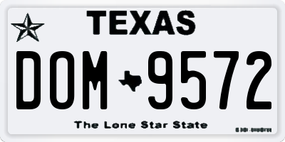 TX license plate DOM9572