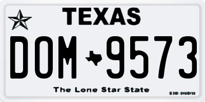 TX license plate DOM9573