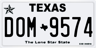TX license plate DOM9574