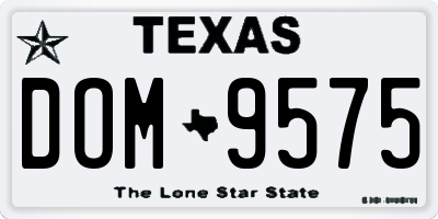 TX license plate DOM9575