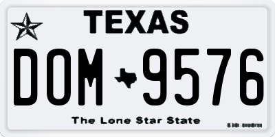 TX license plate DOM9576