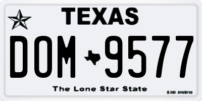 TX license plate DOM9577