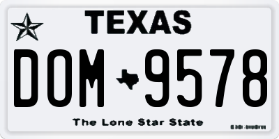 TX license plate DOM9578