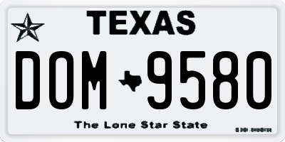 TX license plate DOM9580