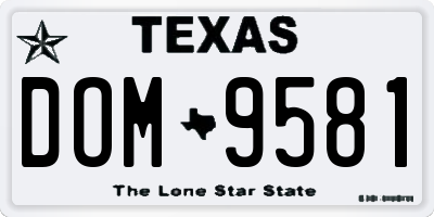 TX license plate DOM9581