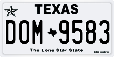 TX license plate DOM9583