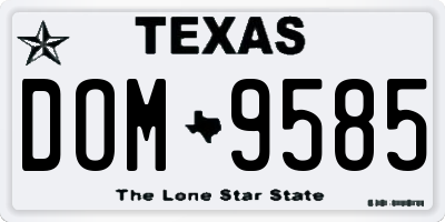 TX license plate DOM9585