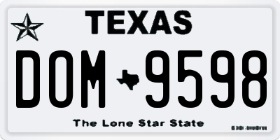 TX license plate DOM9598