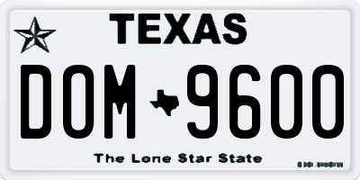 TX license plate DOM9600