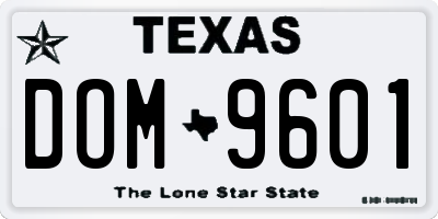 TX license plate DOM9601