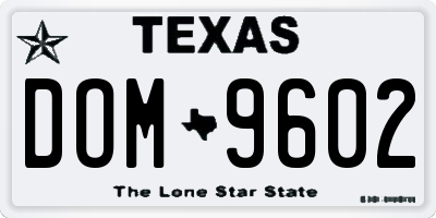 TX license plate DOM9602