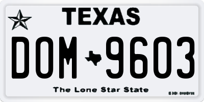 TX license plate DOM9603