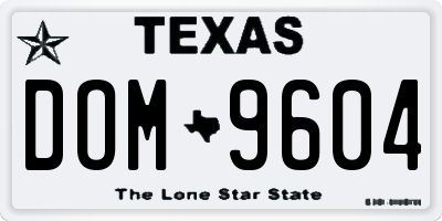 TX license plate DOM9604