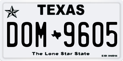 TX license plate DOM9605