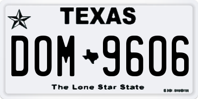TX license plate DOM9606