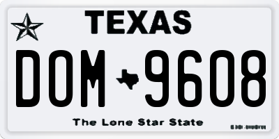 TX license plate DOM9608