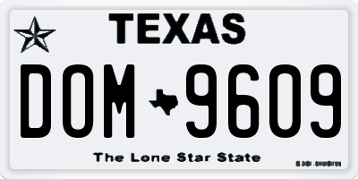 TX license plate DOM9609