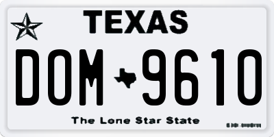 TX license plate DOM9610