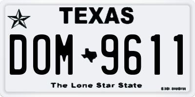 TX license plate DOM9611