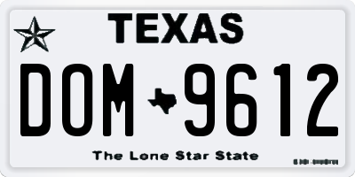 TX license plate DOM9612