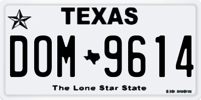 TX license plate DOM9614