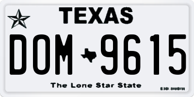 TX license plate DOM9615