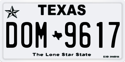 TX license plate DOM9617
