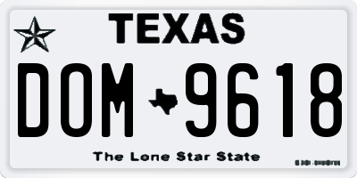 TX license plate DOM9618