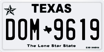 TX license plate DOM9619