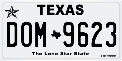 TX license plate DOM9623