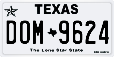 TX license plate DOM9624