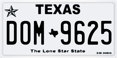 TX license plate DOM9625