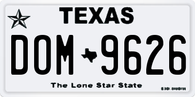 TX license plate DOM9626