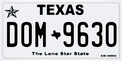 TX license plate DOM9630